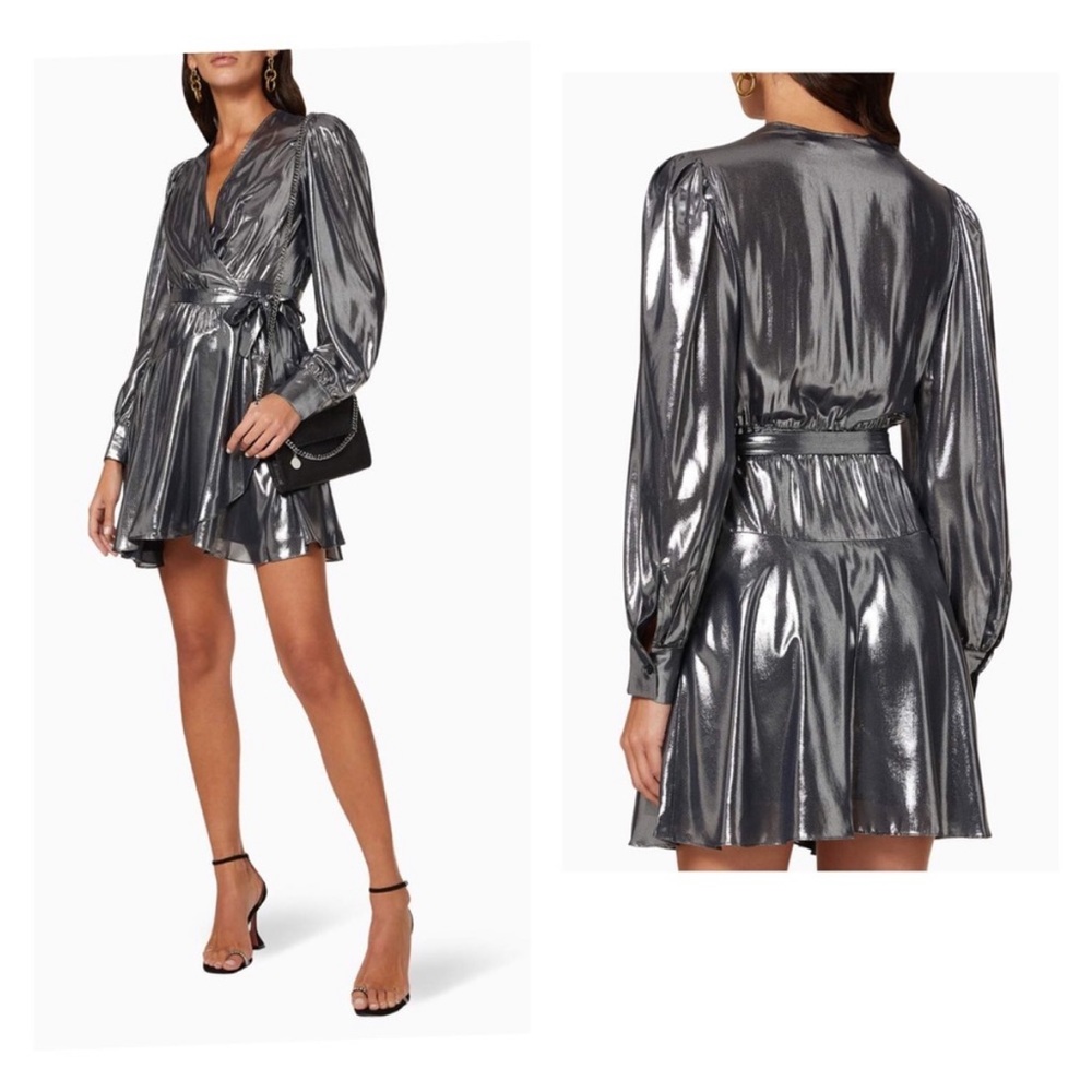 IRO Matcha metallic wrap-up dress. Size  34, US 2
